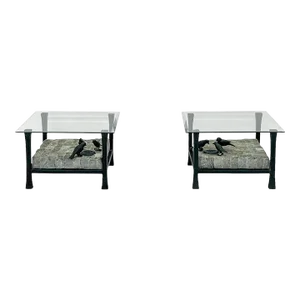 Maitland Smith Marble and Bronze Sculptural Side / Accent Tables, a Pair