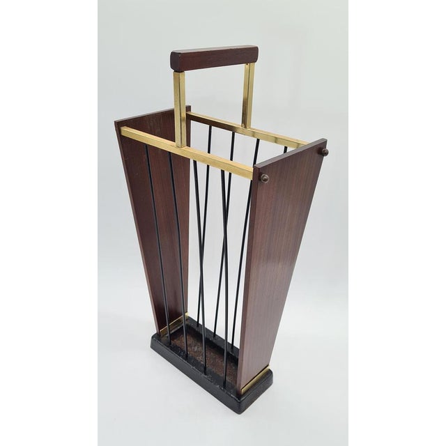 Vintage German Umbrella Stand in Dark Wood, 1960s For Sale - Image 6 of 11