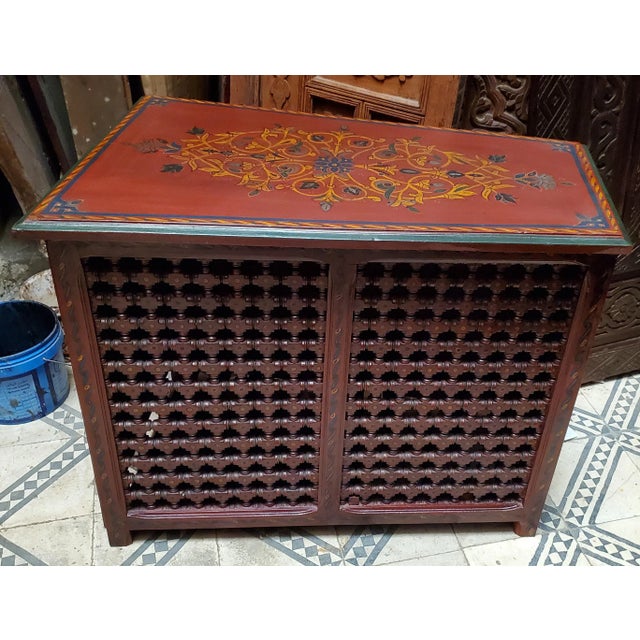 Wood 1990s Musharabi Hand Painted Solid Wooden Trunk For Sale - Image 7 of 7