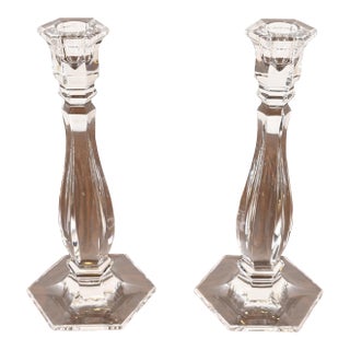 Tiffany & Co. Clear Crystal Candlesticks, Pair For Sale