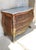 ​Vintage French Provincial, British Colonial Wicker & Gilt 3 Drawer Bombe Commode Chest With Marble Top For Sale - Image 11 of 14