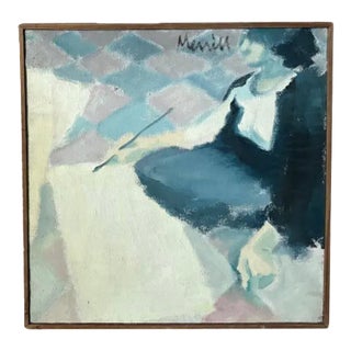 Mid Century Abstract Oil on Canvas - The Painter, Signed For Sale