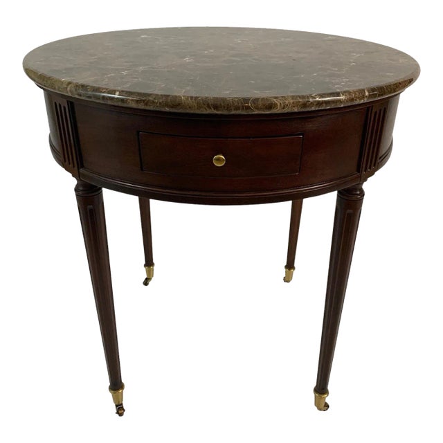 Biltmore Estate Mahogany and Marble Top Round Side Table For Sale