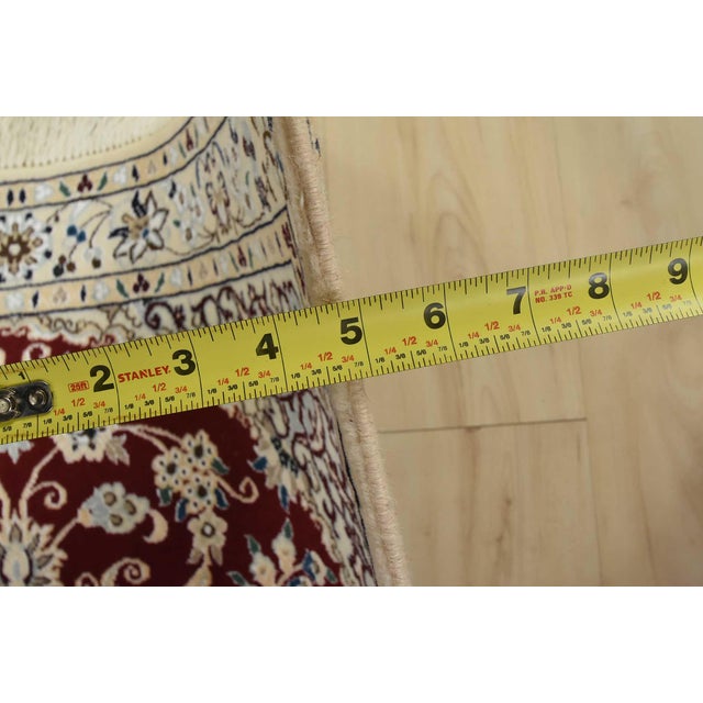 Fine Nain Rug 3’4” X 4’10” Red Wool/Silk Wool Traditional Hand-Knotted Carpet For Sale - Image 10 of 12
