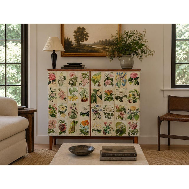 Swedish Mid-Century Modern, Nordens Flora Cabinet, Mahogany, Lithographs, Sweden, 1950s A wonderful Scandinavian cabinet...