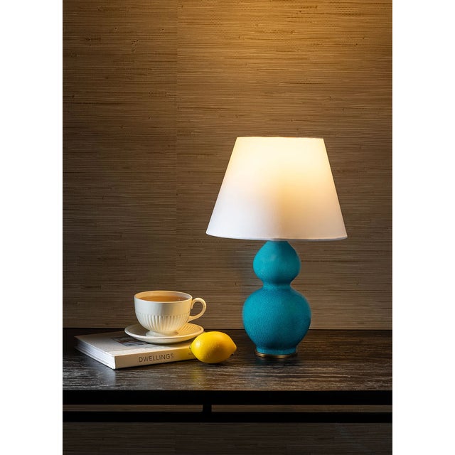 Mid-Century Modern Lakewood Double Gourd Mini Lamp, Crackled Turquoise For Sale - Image 3 of 4