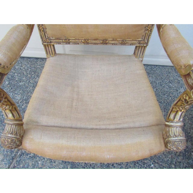Pair of Antique French Louis XVI Style Giltwood Armchairs For Sale - Image 16 of 18