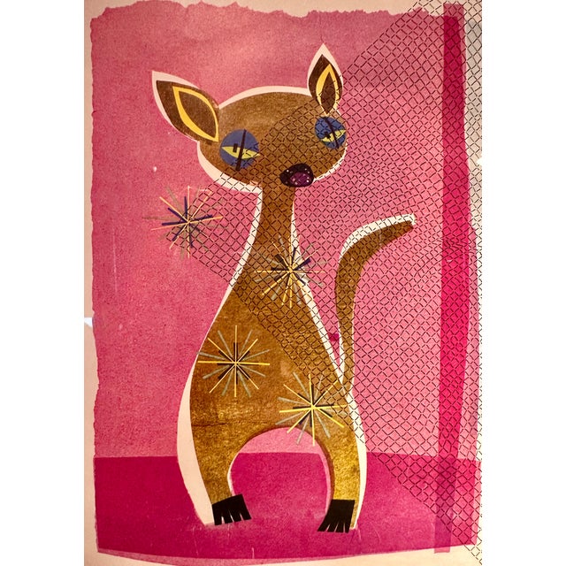Barry Roseman's Intriguing Mixed Media 1991 "Basic Dog and Cat in Conversation With a Collage by Dixie Hall" For Sale - Image 4 of 9