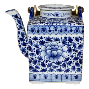 Vintage Blue & White Tea Pot