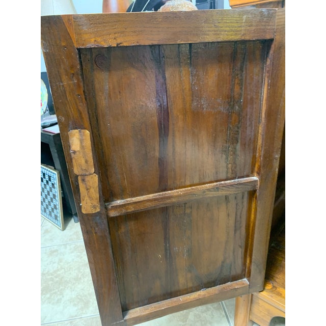 Vintage Asian Chinese-Style Wood Tv Cabinet / Media Console With Brass Hardware For Sale - Image 9 of 12