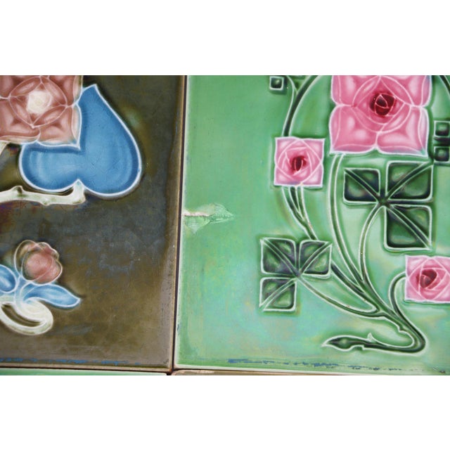 1920s Set of Six Tiles Art Nouveau H & R Johnson England For Sale - Image 4 of 18