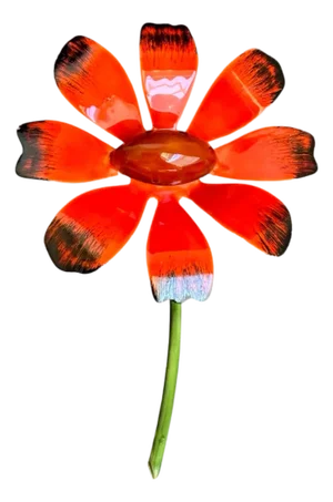 Vintage Enamel Daisy Brooch Orange Flower Pin Original by Robert 60s Retro