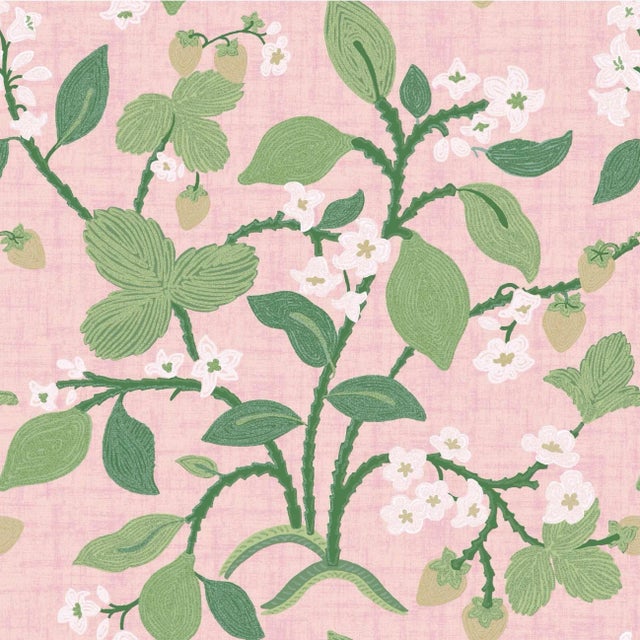 Strawberry Hill Rose Pink Wallpaper Sample For Sale