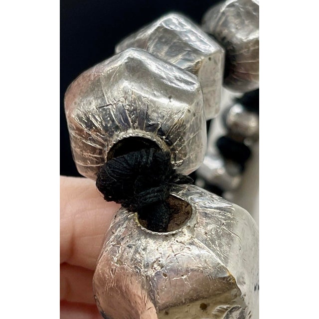 Early 20th Century Antique Indian Sterling Silver Wrapped Wax Bead Necklace. Indian Tribal Jewelry For Sale - Image 5 of 12