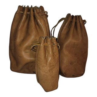 1930s Set of Three Leather Pouches /Bags For Sale