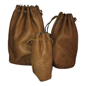 1930s Set of Three Leather Pouches /Bags