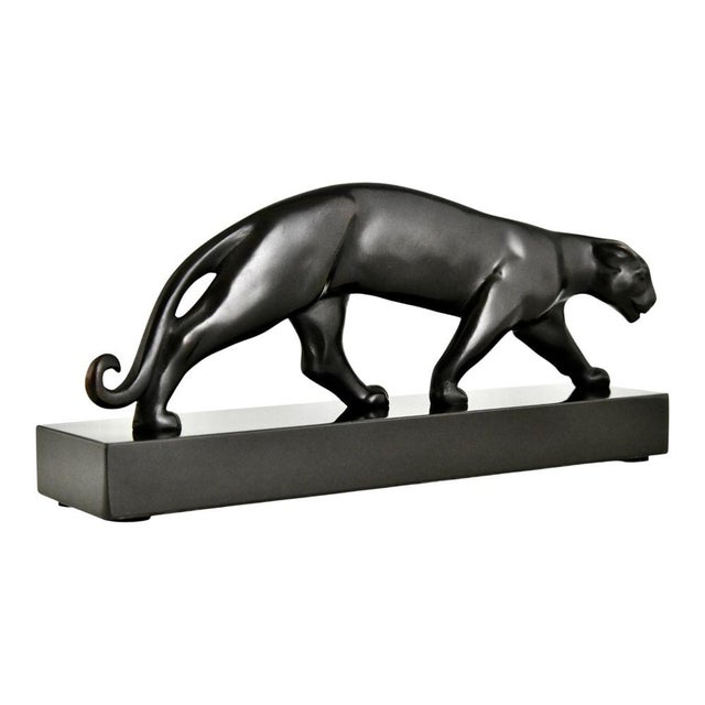 Black Luc Alliot, Art Deco Panther Sculpture, 1930, Bronze on Marble Base For Sale - Image 8 of 11