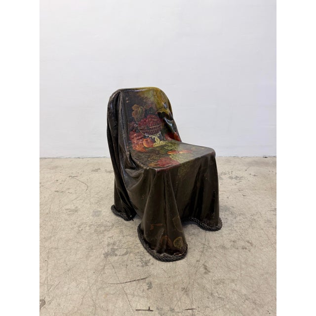American Draped Fiberglass Hand Painted Occasional Chair, 1990s For Sale - Image 3 of 16