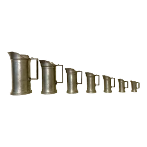 Vintage French Tin Graduated Pitchers/Tableware, Set of 7