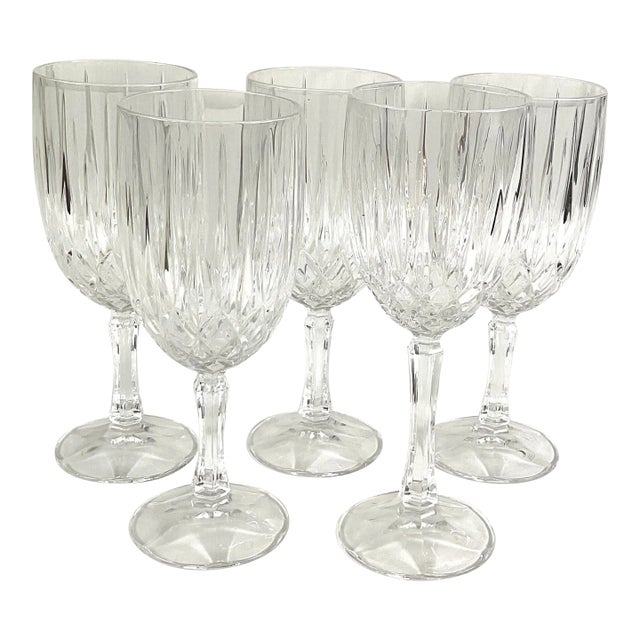 Gorham “Regalta” Crystal Wine Glasses/Goblets- Set of 5 For Sale