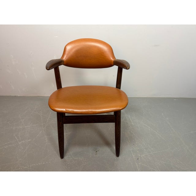 Mid-Century Cognac Leatherette Cowhorn Dining Chair by Tijsseling for Hulmefa, Netherlands, 1970s For Sale - Image 9 of 12