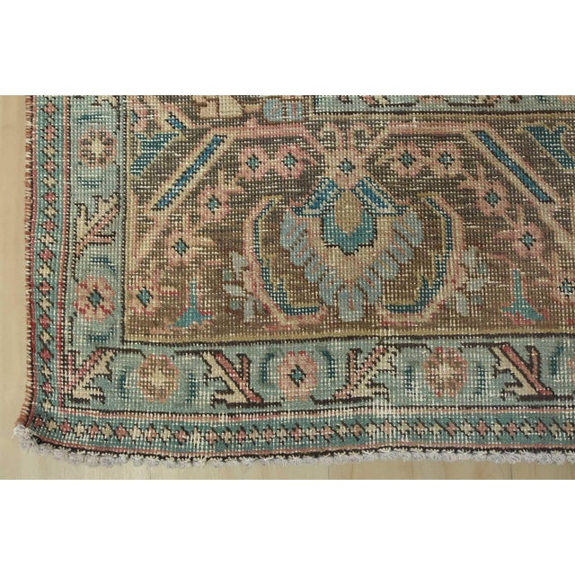 Tabriz Rug 9’5” X 12’5” Pink Wool Vintage Distressed Hand-Knotted Carpet For Sale - Image 12 of 15