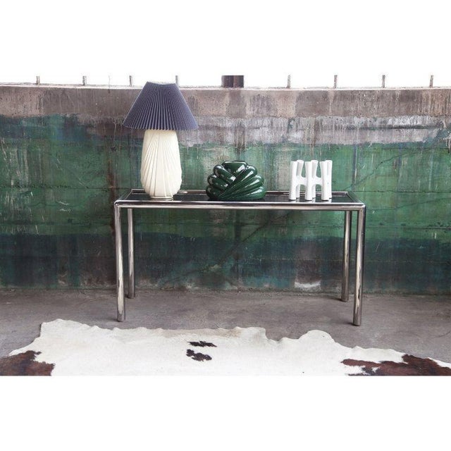 John Mascheroni Postmodern John Mascheroni Attributed "Tubo" Chrome & Marble Console Table, 1970 For Sale - Image 4 of 10