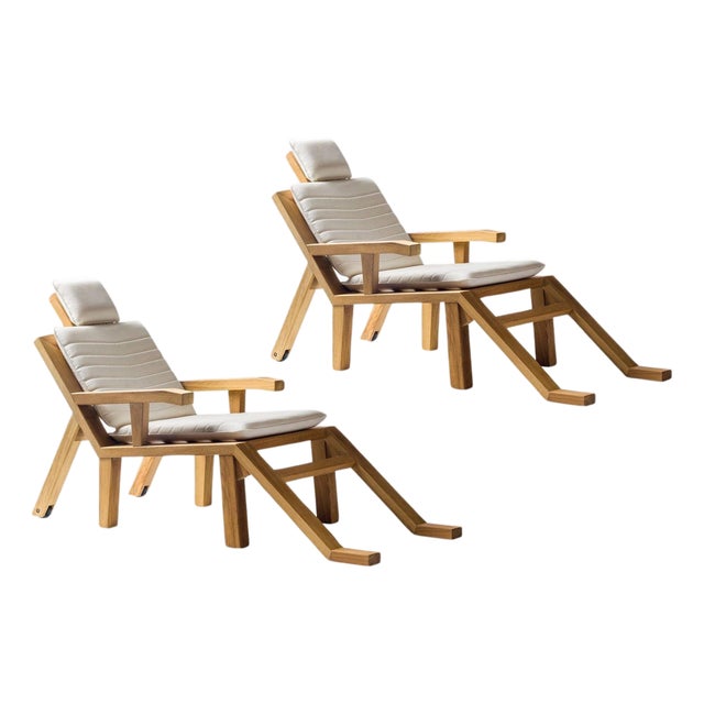 Portlligat Wood Sunbeds with Cushion by Salvador Dali, Set of 2 For Sale