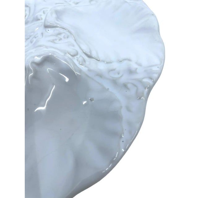 Early 20th Century Vintage White Star Centered Oyster Plate Made in Portugal For Sale - Image 5 of 7