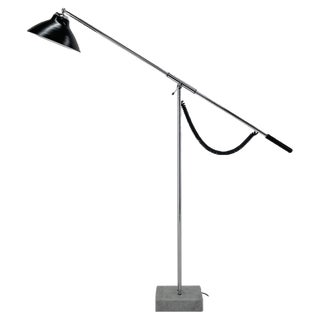 Italian Adjustable Chrome & Marble Floor Lamp in style of Arredoluce, 1960s For Sale