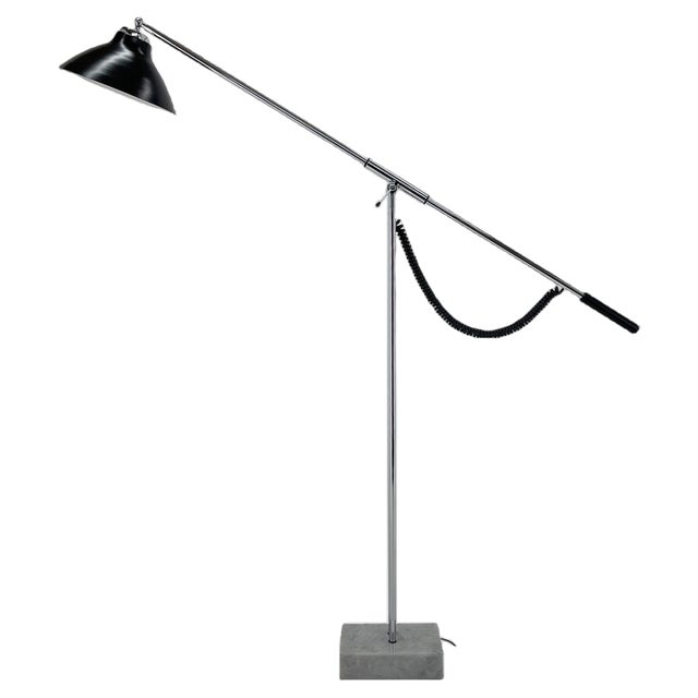 Italian Adjustable Chrome and Marble Floor Lamp in the style of Arredoluce, 1960s For Sale