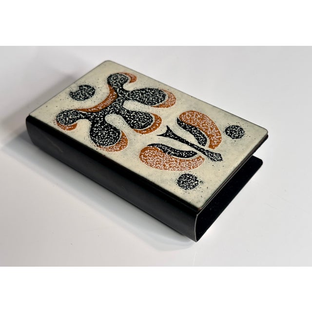 Mid-Century Modern Large Danish Modern Enamel and Metal Matchbox Holder, Denmark, 1960s For Sale - Image 3 of 14