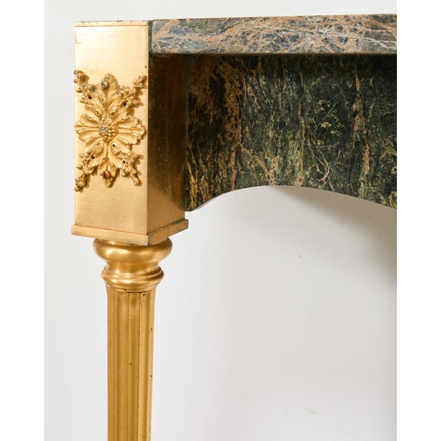 French Napoleon Empire Style Marble Bronzed Wall Console Table For Sale - Image 12 of 16