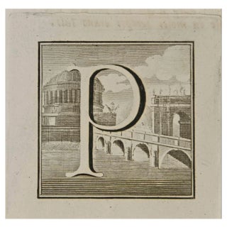 Luigi Vanvitelli, Letter of the Alphabet P, Etching, 18th Century For Sale