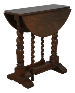 Baker Jacobean Style Oak Barely Twist Drop Leaf Table