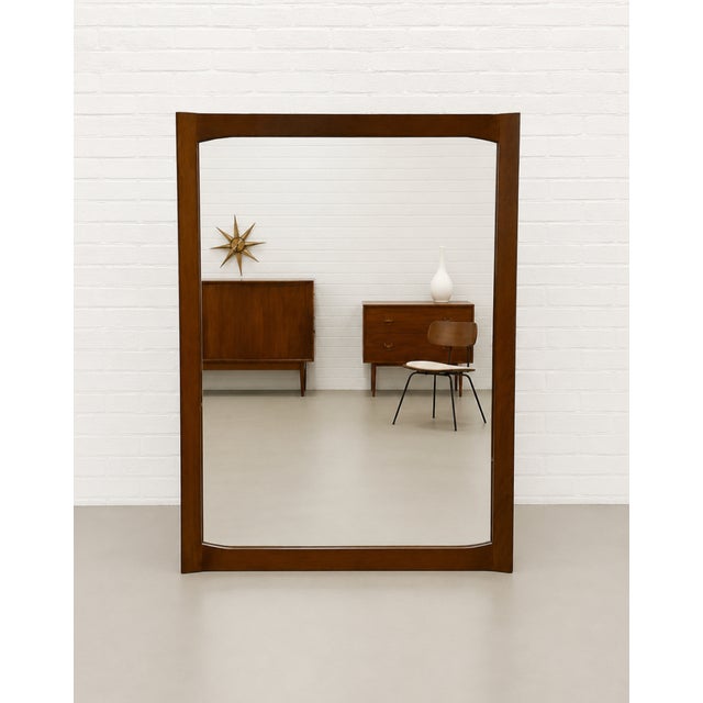 1960s Mid Century Modern Walnut Mirror, 1960s — Scandinavian Design, For Sale - Image 5 of 10