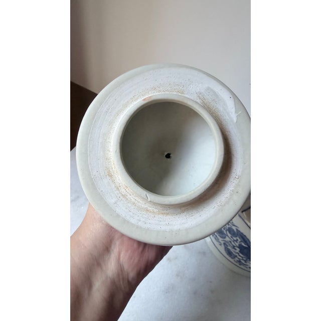 Asian Asian- Chinoiserie Floral Body Paired With a Striped Pagoda Roof Lid Canister For Sale - Image 3 of 9