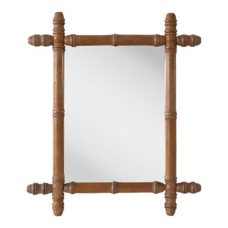 1920s French Faux Bamboo/ Rattan Mirror For Sale