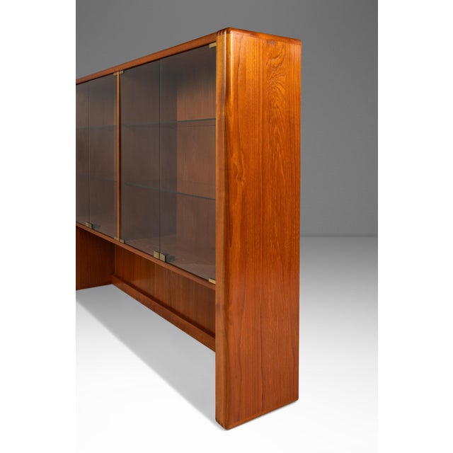 Danish Mid-Century Modern Display Case / Cabinet Topper in Teak W/ Glass Doors & Adjustable Shelves Attributed to D-Scan, C. 1980s For Sale - Image 10 of 14