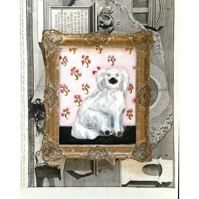 Chloe & Charles the White Staffordshire Dogs and Their Portraits For Sale - Image 11 of 12