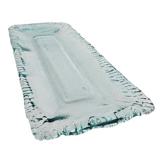 Murero Recycled Sea Green Glass Serving Tray For Sale