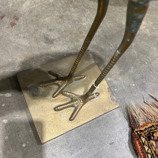Brass Vintage Boho Brass and Pewter Sculptural Crane Birds- A Pair For Sale - Image 8 of 12