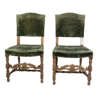 Set of Renaissance Style Oak Dining Chairs, 1930 For Sale