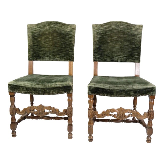 Set of Renaissance Style Oak Dining Chairs, 1930 For Sale