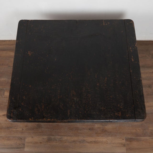 Rustic European 19th Century Black Painted Swedish Large Square Coffee Table For Sale - Image 3 of 17