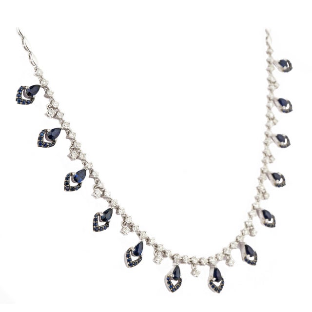Natural blue sapphire 2.85cts & diamond 1.93cts necklace in 18k gold For Sale - Image 12 of 18