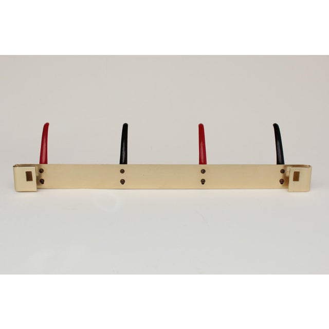 Metal Mid-20th Century Wall-Mounted Coat Rack in Red and Black, 1950s For Sale - Image 7 of 11