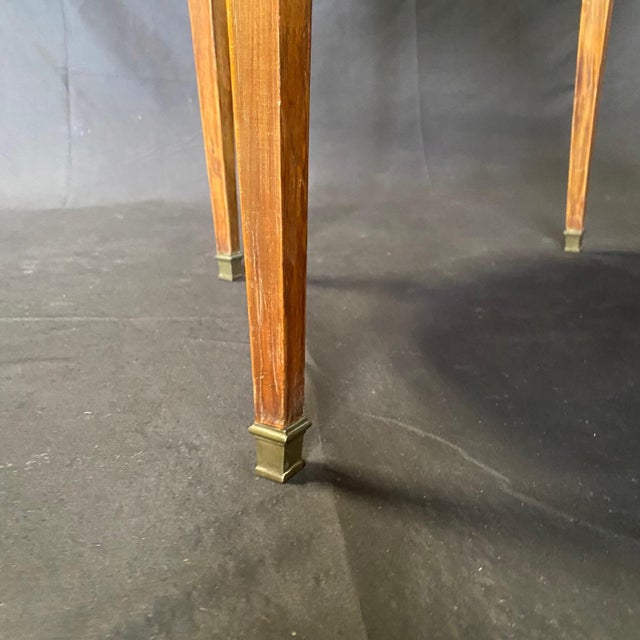 19th Century French Round Carrara Marble Top Side Table With Ribbon Marquetry For Sale - Image 9 of 12