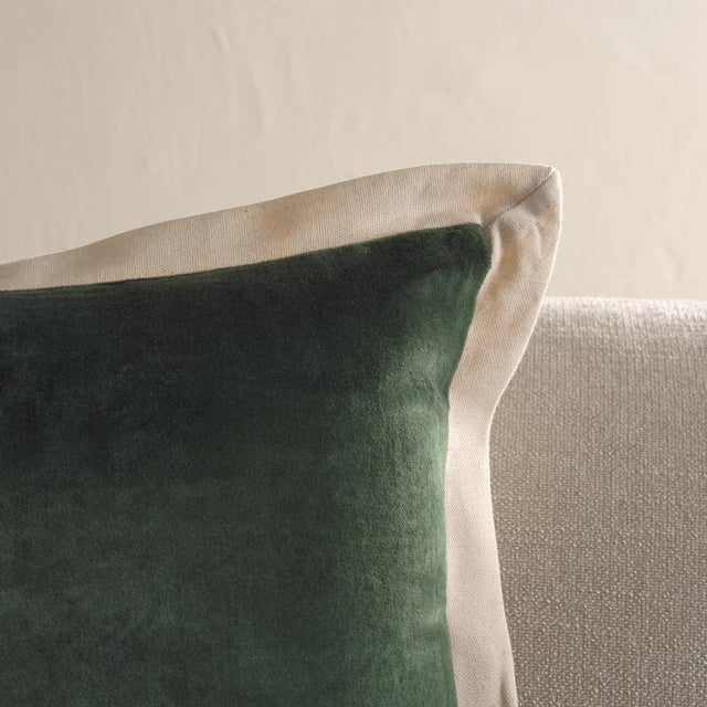 Modern Jordy Cotton Pillow - Olive / Natural - 18" x 18" For Sale - Image 3 of 4