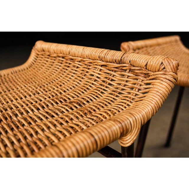 Pair of Caned Stools With Iron Frame by Carlo Hauner, Forma, Brazilian Modern, 1950s For Sale - Image 14 of 15